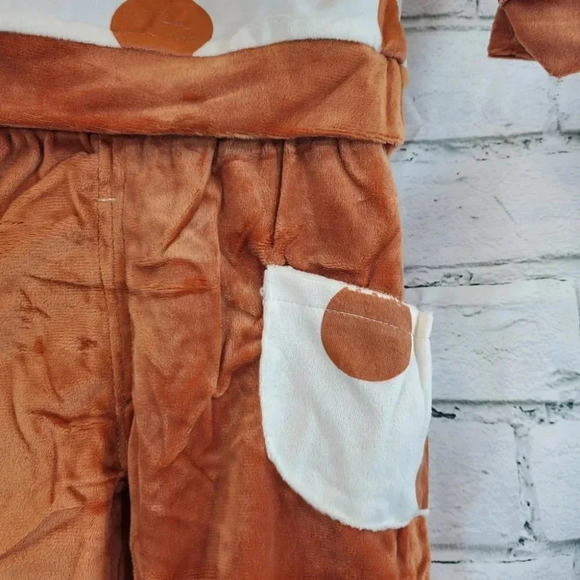 6-9M Super Soft Brown and White Cow 2 piece Velvet with Hooded Ears Baby Set - Picture 8 of 9